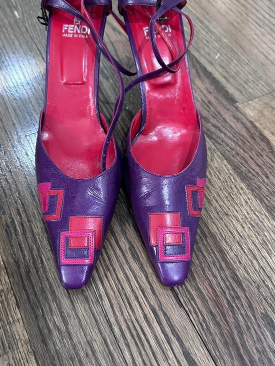 Fendi Shoes - Fendi Purple Pointed Toe Pumps with Red Accents